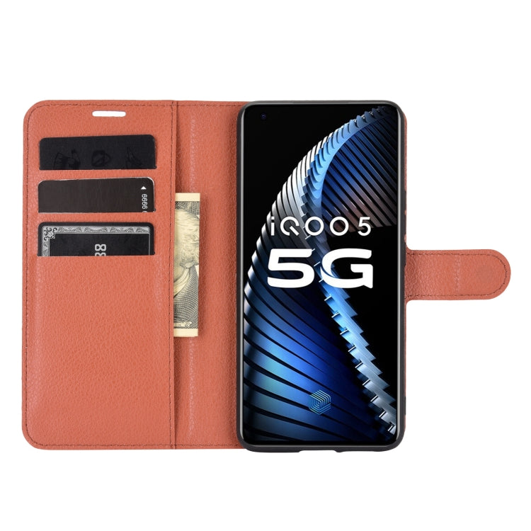 For vivo iQOO 5 5G Litchi Texture Horizontal Flip Protective Case with Holder & Card Slots & Wallet