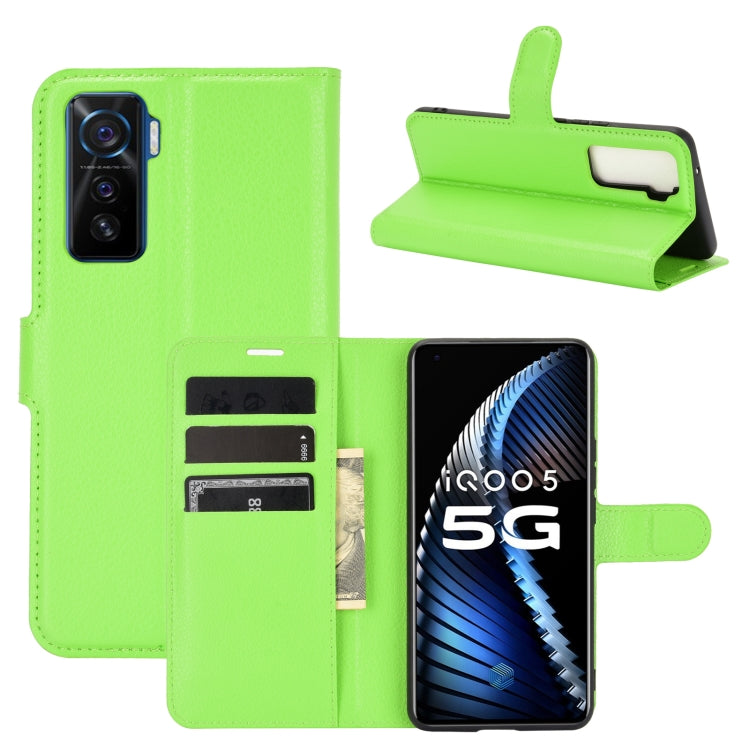 For vivo iQOO 5 5G Litchi Texture Horizontal Flip Protective Case with Holder & Card Slots & Wallet