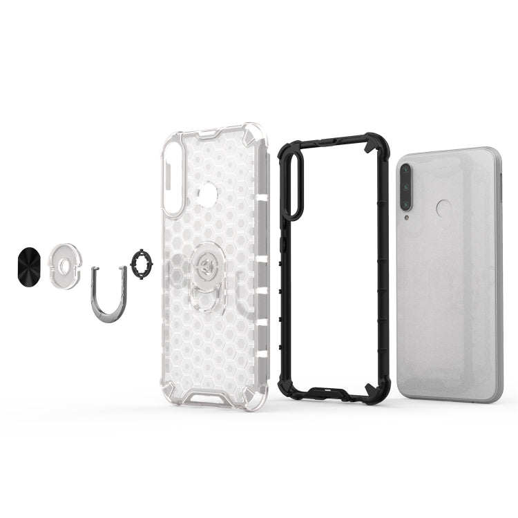 For Huawei Y6p 2020 Shockproof Honeycomb PC + TPU Ring Holder Protection Case