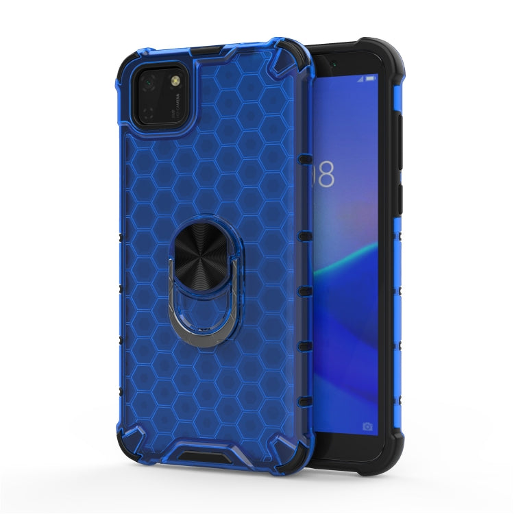 For Huawei Y5p 2020 Shockproof Honeycomb PC + TPU Ring Holder Protection Case