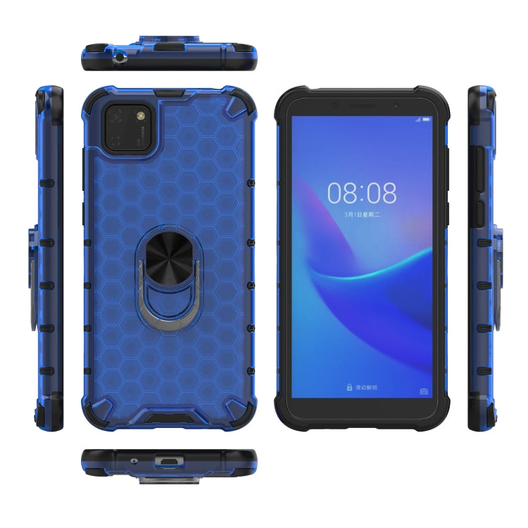 For Huawei Y5p 2020 Shockproof Honeycomb PC + TPU Ring Holder Protection Case