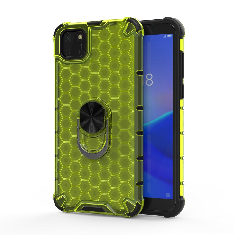 For Huawei Y5p 2020 Shockproof Honeycomb PC + TPU Ring Holder Protection Case