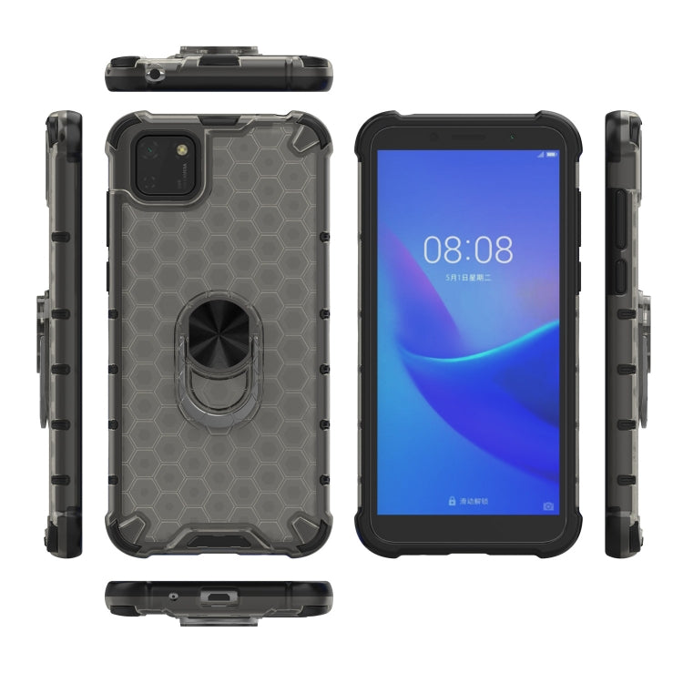 For Huawei Y5p 2020 Shockproof Honeycomb PC + TPU Ring Holder Protection Case