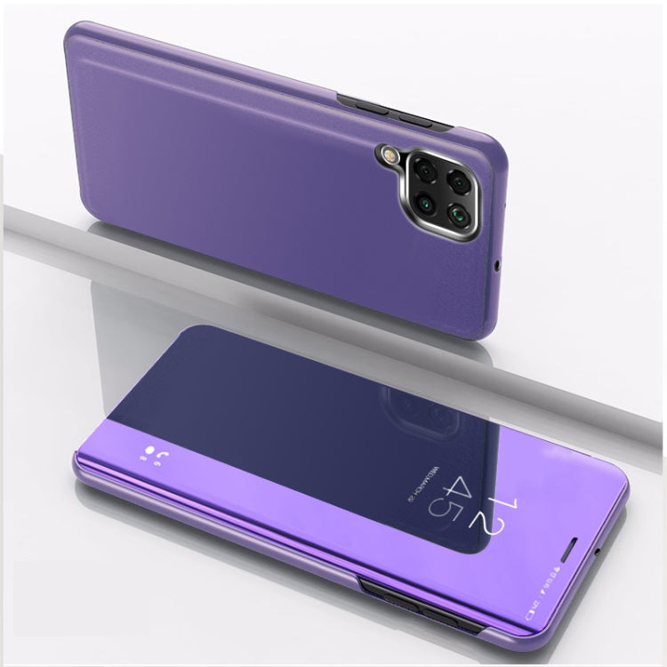 For Samsung Galaxy A42 Plated Mirror Horizontal Flip Leather Case with Holder
