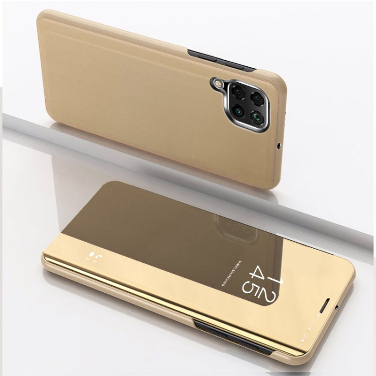 For Samsung Galaxy A42 Plated Mirror Horizontal Flip Leather Case with Holder