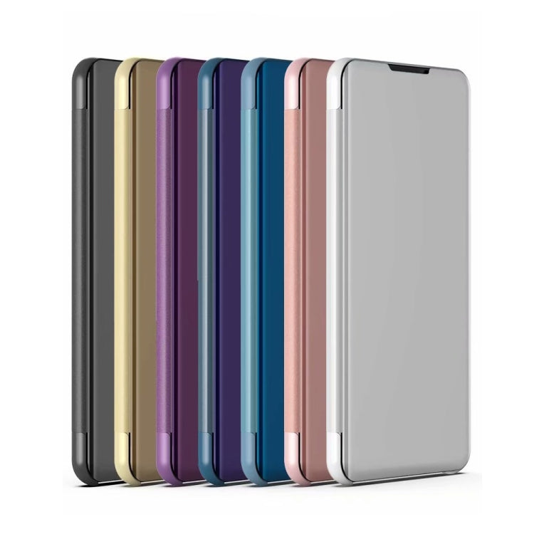 For Samsung Galaxy A42 Plated Mirror Horizontal Flip Leather Case with Holder