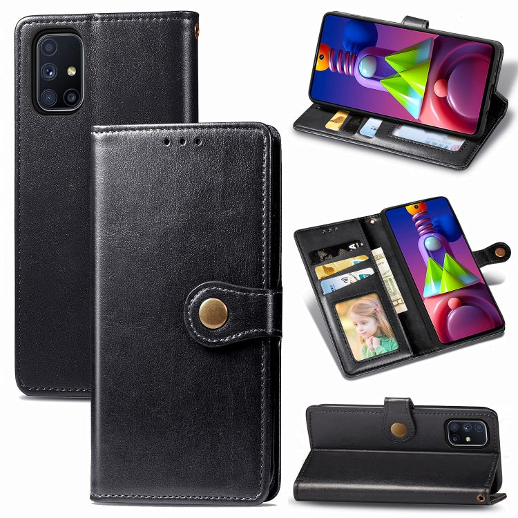 For Samsung Galaxy M51 Retro Solid Color Leather Buckle Phone Case with Lanyard & Photo Frame & Card Slot & Wallet & Stand Function