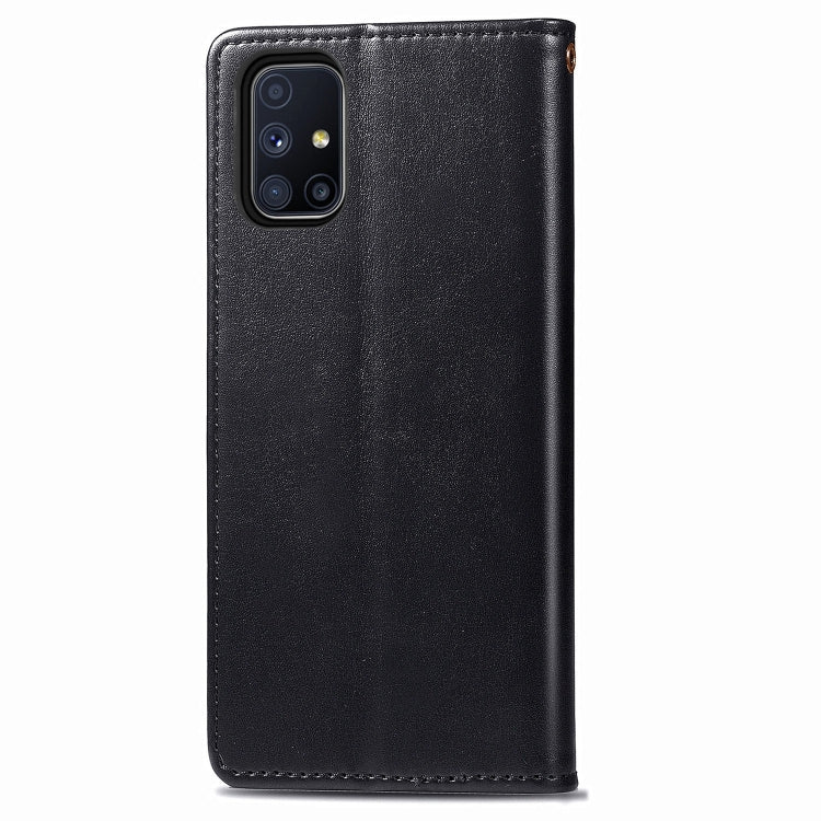For Samsung Galaxy M51 Retro Solid Color Leather Buckle Phone Case with Lanyard & Photo Frame & Card Slot & Wallet & Stand Function
