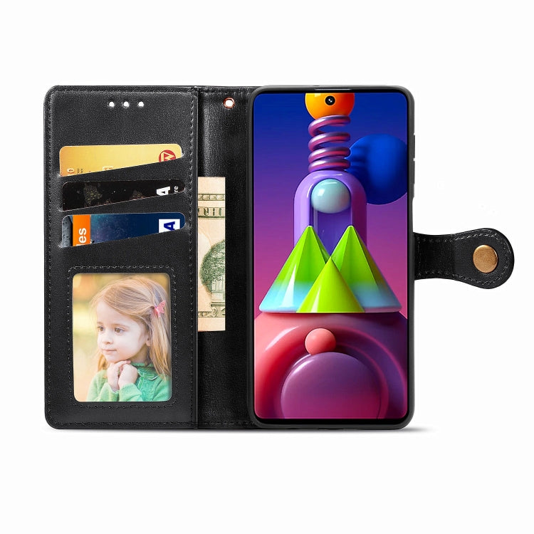 For Samsung Galaxy M51 Retro Solid Color Leather Buckle Phone Case with Lanyard & Photo Frame & Card Slot & Wallet & Stand Function