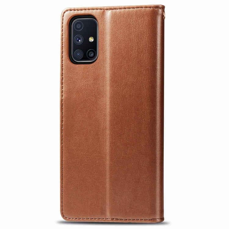 For Samsung Galaxy M51 Retro Solid Color Leather Buckle Phone Case with Lanyard & Photo Frame & Card Slot & Wallet & Stand Function