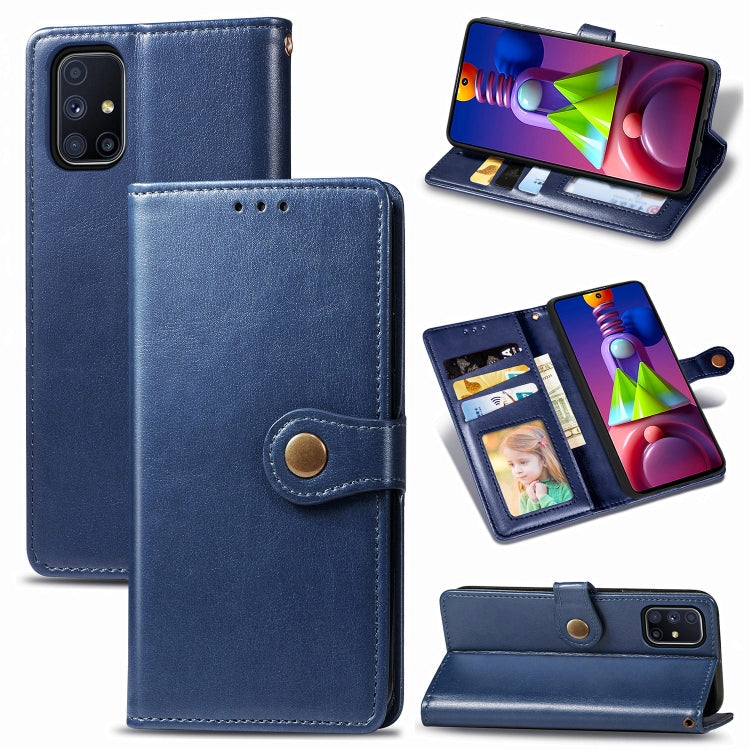 For Samsung Galaxy M51 Retro Solid Color Leather Buckle Phone Case with Lanyard & Photo Frame & Card Slot & Wallet & Stand Function