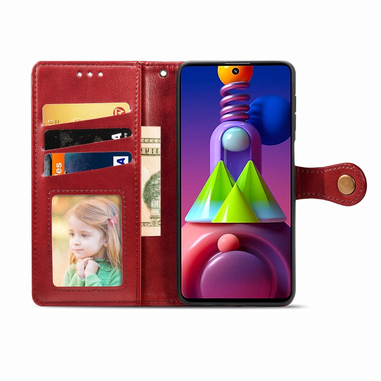 For Samsung Galaxy M51 Retro Solid Color Leather Buckle Phone Case with Lanyard & Photo Frame & Card Slot & Wallet & Stand Function