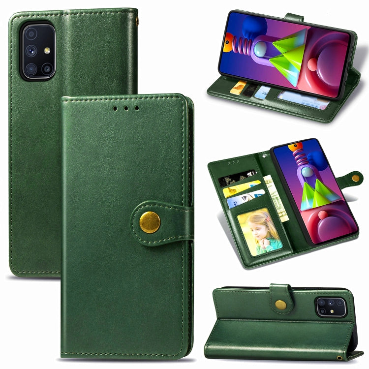 For Samsung Galaxy M51 Retro Solid Color Leather Buckle Phone Case with Lanyard & Photo Frame & Card Slot & Wallet & Stand Function
