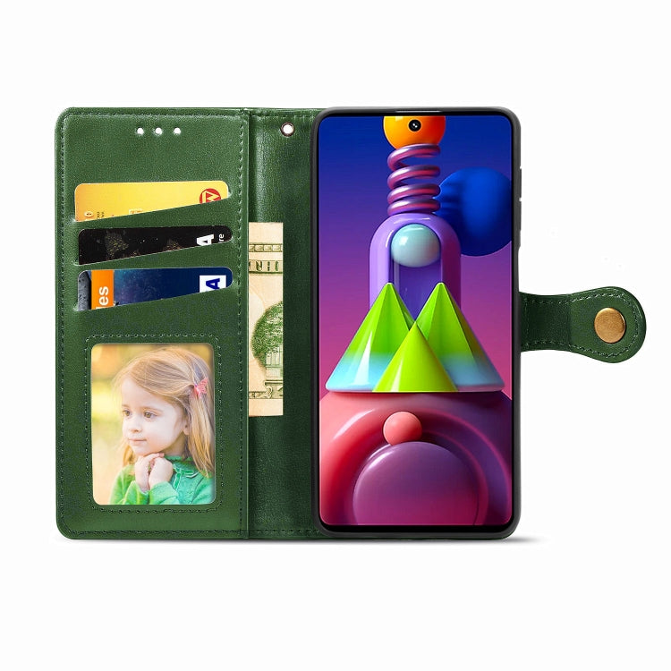 For Samsung Galaxy M51 Retro Solid Color Leather Buckle Phone Case with Lanyard & Photo Frame & Card Slot & Wallet & Stand Function