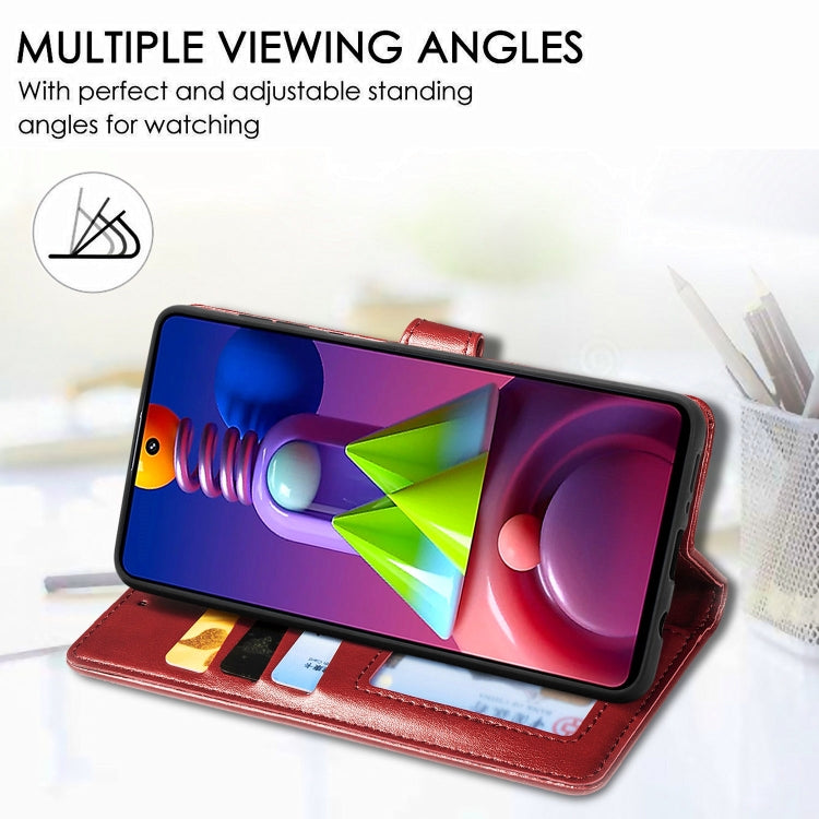 For Samsung Galaxy M51 Retro Solid Color Leather Buckle Phone Case with Lanyard & Photo Frame & Card Slot & Wallet & Stand Function