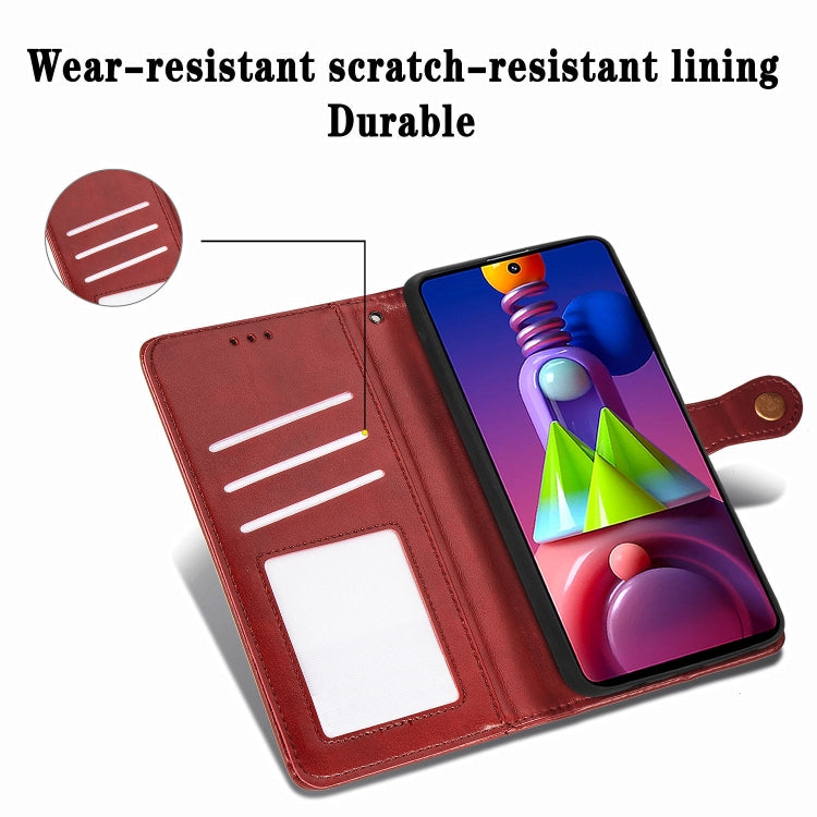For Samsung Galaxy M51 Retro Solid Color Leather Buckle Phone Case with Lanyard & Photo Frame & Card Slot & Wallet & Stand Function