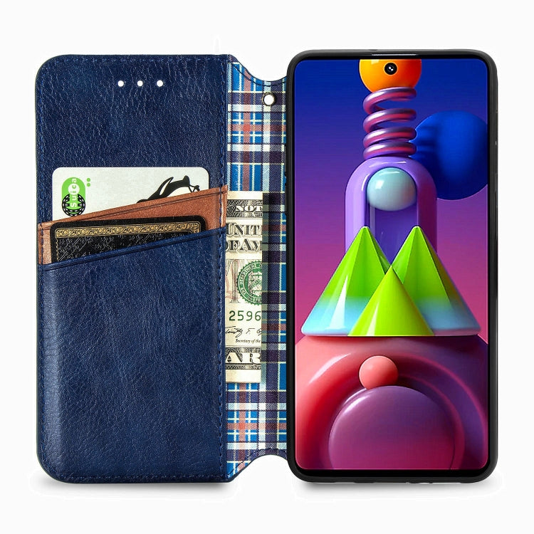 For Samsung Galaxy M51 Cubic Grid Pressed Horizontal Flip Magnetic PU Leather Case with Holder & Card Slots & Wallet
