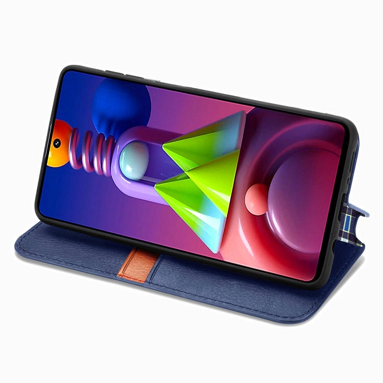 For Samsung Galaxy M51 Cubic Grid Pressed Horizontal Flip Magnetic PU Leather Case with Holder & Card Slots & Wallet