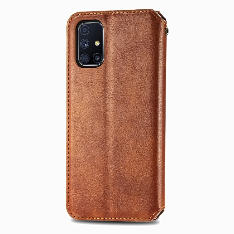 For Samsung Galaxy M51 Cubic Grid Pressed Horizontal Flip Magnetic PU Leather Case with Holder & Card Slots & Wallet