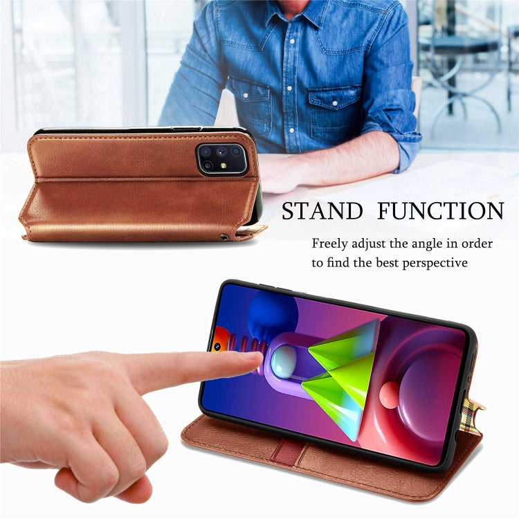 For Samsung Galaxy M51 Cubic Grid Pressed Horizontal Flip Magnetic PU Leather Case with Holder & Card Slots & Wallet