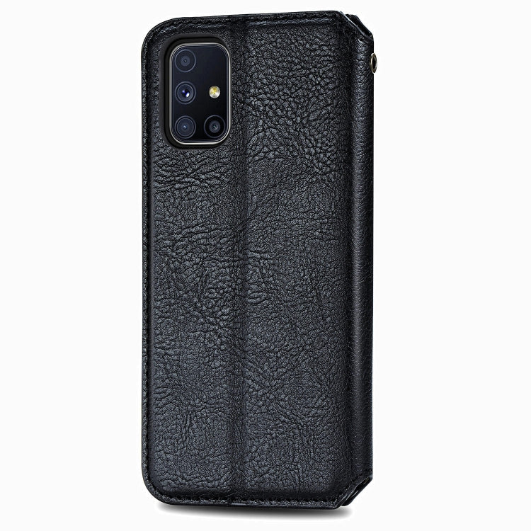 For Samsung Galaxy M51 Cubic Grid Pressed Horizontal Flip Magnetic PU Leather Case with Holder & Card Slots & Wallet
