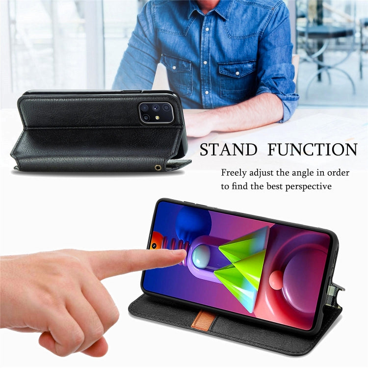 For Samsung Galaxy M51 Cubic Grid Pressed Horizontal Flip Magnetic PU Leather Case with Holder & Card Slots & Wallet