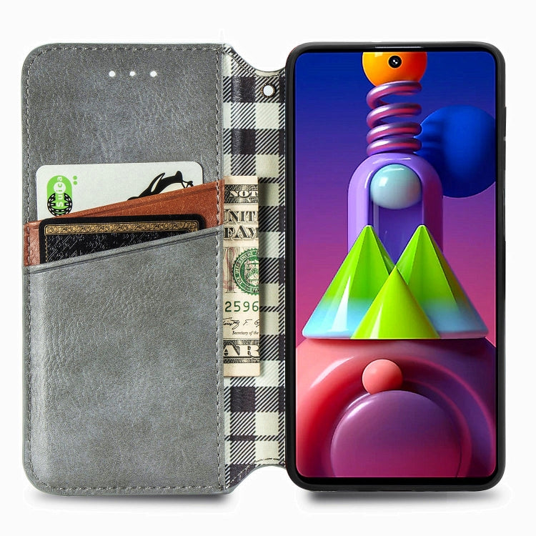 For Samsung Galaxy M51 Cubic Grid Pressed Horizontal Flip Magnetic PU Leather Case with Holder & Card Slots & Wallet