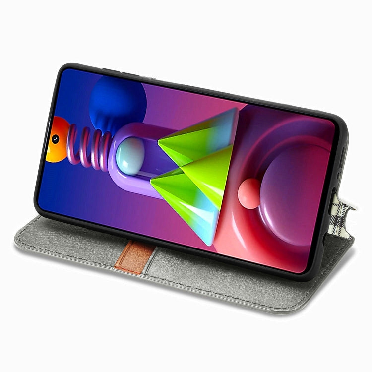 For Samsung Galaxy M51 Cubic Grid Pressed Horizontal Flip Magnetic PU Leather Case with Holder & Card Slots & Wallet
