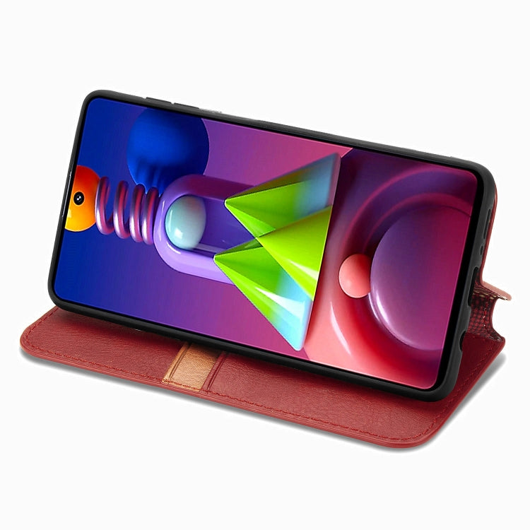 For Samsung Galaxy M51 Cubic Grid Pressed Horizontal Flip Magnetic PU Leather Case with Holder & Card Slots & Wallet
