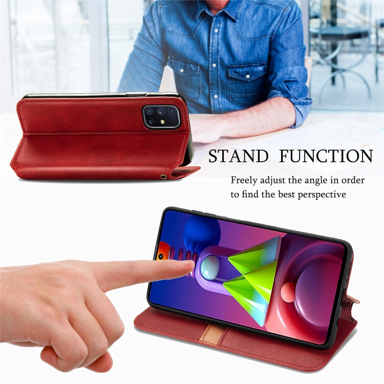 For Samsung Galaxy M51 Cubic Grid Pressed Horizontal Flip Magnetic PU Leather Case with Holder & Card Slots & Wallet