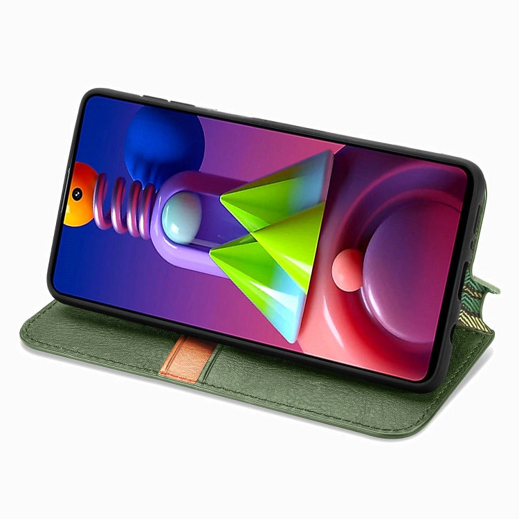 For Samsung Galaxy M51 Cubic Grid Pressed Horizontal Flip Magnetic PU Leather Case with Holder & Card Slots & Wallet