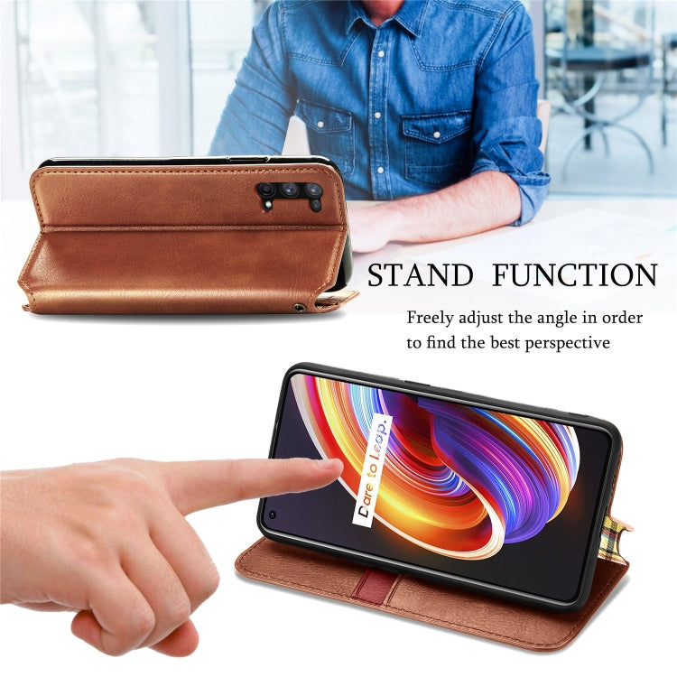 For OPPO Realme X7 Cubic Grid Pressed Horizontal Flip Magnetic PU Leather Case with Holder & Card Slots & Wallet