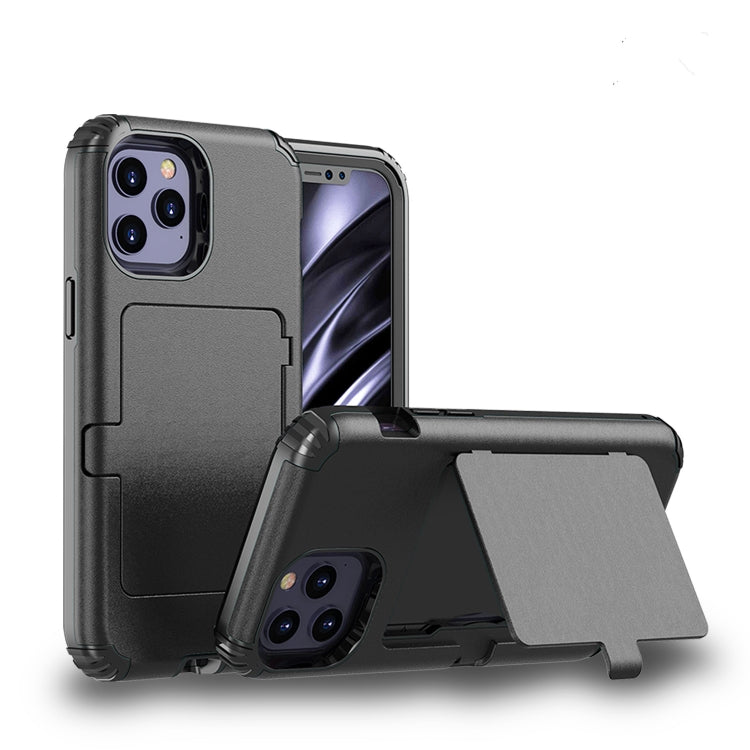 For iPhone 12 / 12 Pro Dustproof Pressure-proof Shockproof PC + TPU Case with Card Slot & Mirror