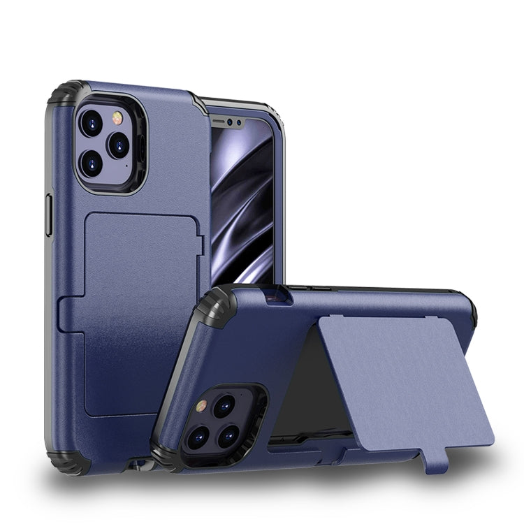 For iPhone 12 / 12 Pro Dustproof Pressure-proof Shockproof PC + TPU Case with Card Slot & Mirror