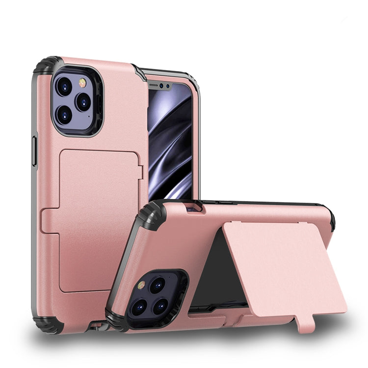 For iPhone 12 / 12 Pro Dustproof Pressure-proof Shockproof PC + TPU Case with Card Slot & Mirror