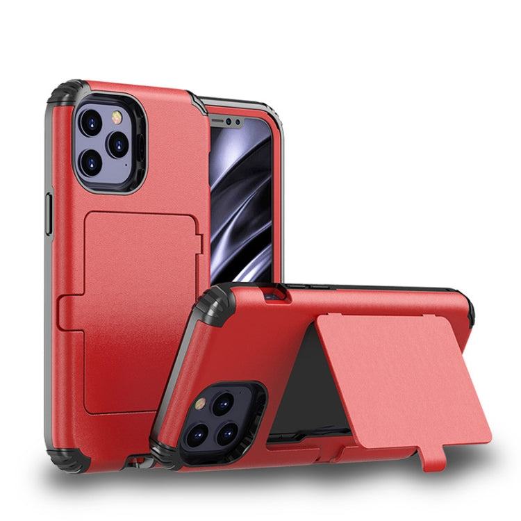 For iPhone 12 / 12 Pro Dustproof Pressure-proof Shockproof PC + TPU Case with Card Slot & Mirror