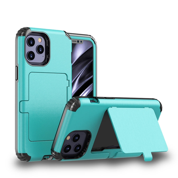 For iPhone 12 Pro Max Dustproof Pressure-proof Shockproof PC + TPU Case with Card Slot & Mirror