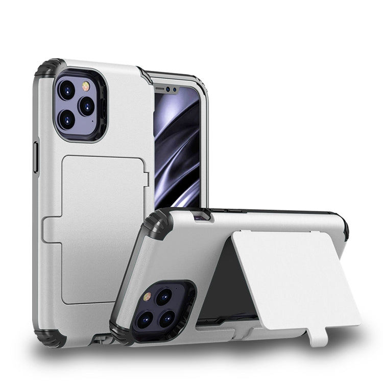 For iPhone 12 Pro Max Dustproof Pressure-proof Shockproof PC + TPU Case with Card Slot & Mirror