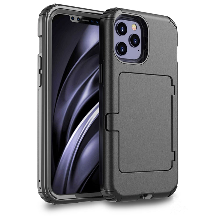 For iPhone 12 Pro Max Dustproof Pressure-proof Shockproof PC + TPU Case with Card Slot & Mirror