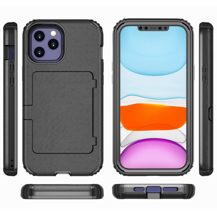 For iPhone 12 Pro Max Dustproof Pressure-proof Shockproof PC + TPU Case with Card Slot & Mirror