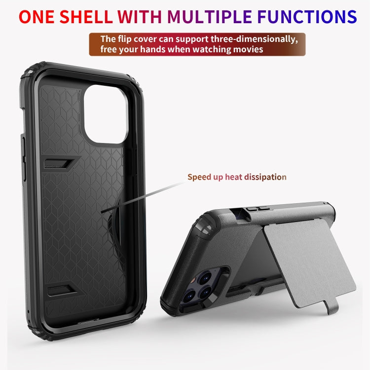 For iPhone 12 Pro Max Dustproof Pressure-proof Shockproof PC + TPU Case with Card Slot & Mirror