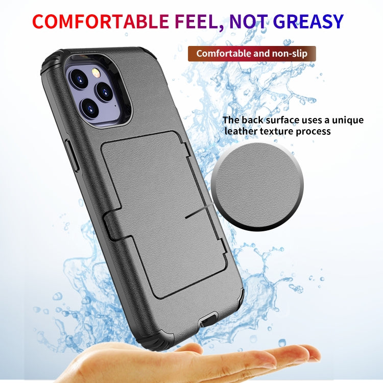 For iPhone 12 Pro Max Dustproof Pressure-proof Shockproof PC + TPU Case with Card Slot & Mirror