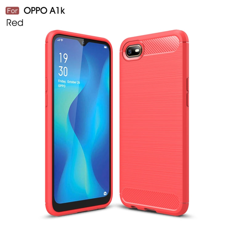 Brushed Texture Carbon Fiber TPU Case for OPPO A1K(Red)