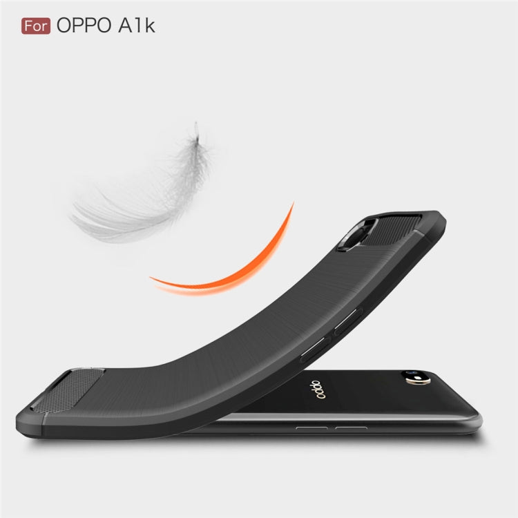 Brushed Texture Carbon Fiber TPU Case for OPPO A1K(Red)