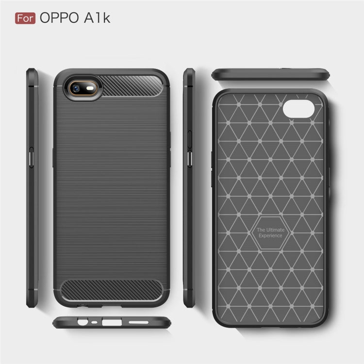 Brushed Texture Carbon Fiber TPU Case for OPPO A1K(Red)