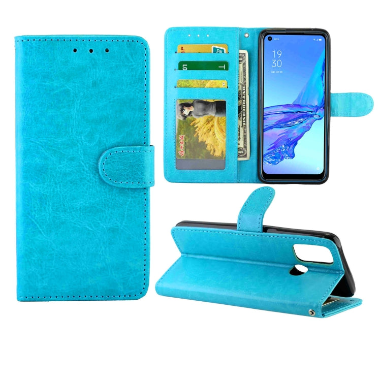 For OPPO A53 Crazy Horse Texture Leather Horizontal Flip Protective Case with Holder & Card Slots & Wallet & Photo Frame