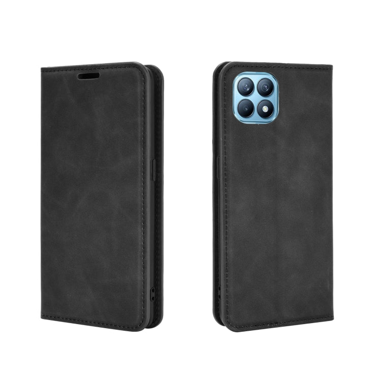 For OPPO Reno4 SE Retro-skin Business Magnetic Suction Leather Case with Holder & Card Slots & Wallet