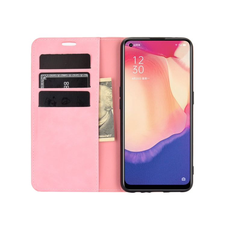 For OPPO Reno4 SE Retro-skin Business Magnetic Suction Leather Case with Holder & Card Slots & Wallet