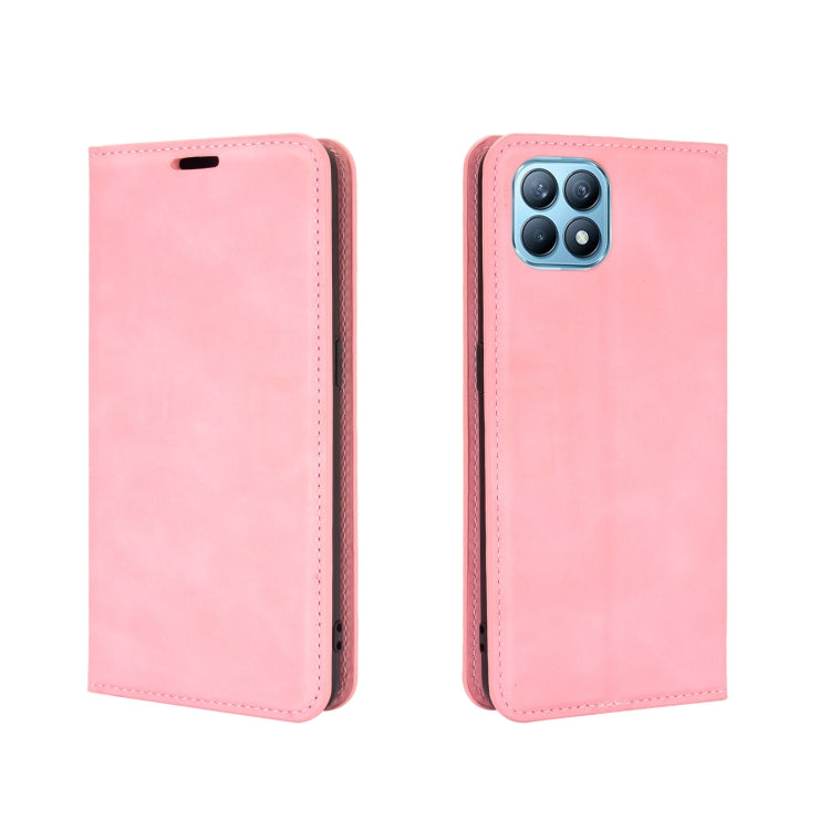 For OPPO Reno4 SE Retro-skin Business Magnetic Suction Leather Case with Holder & Card Slots & Wallet