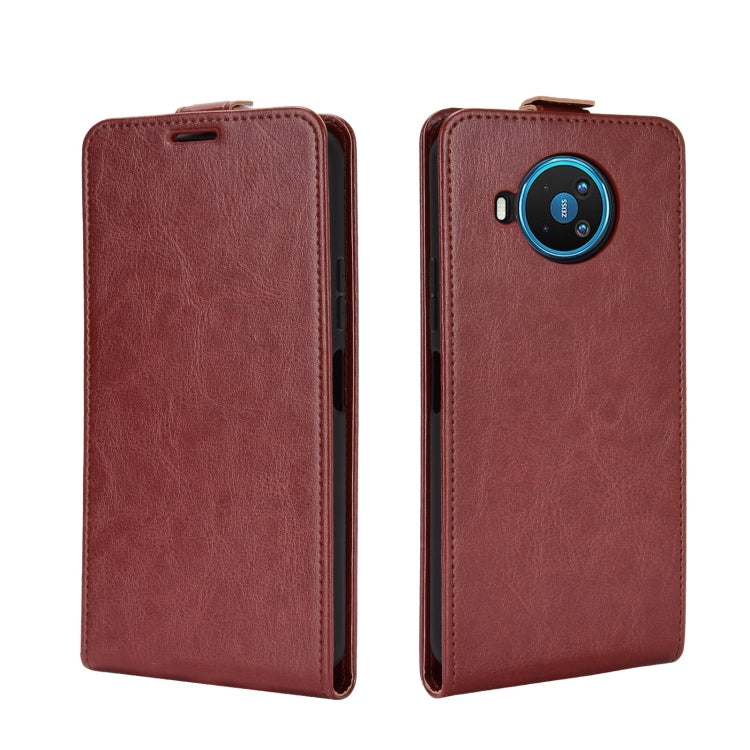 For Nokia 8.3 R64 Texture Single Vertical Flip Leather Protective Case with Card Slots & Photo Frame(Brown)